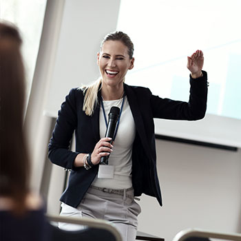 Female executive making a presentation